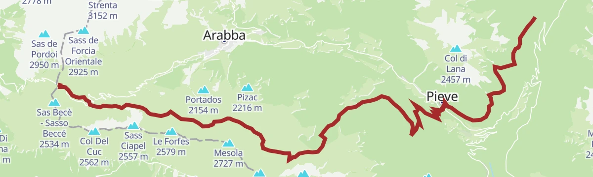 Route map: The Fodom Valley along the "Via Alpina"